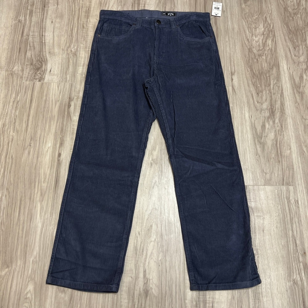 Billabong The 55 Cord Pant Mens Size 32 Navy Corduroy Straight Casual NWT